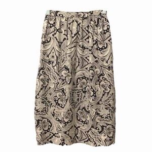 Teri Jon Vintage Silk Paisley Skirt Black Cream Size 6